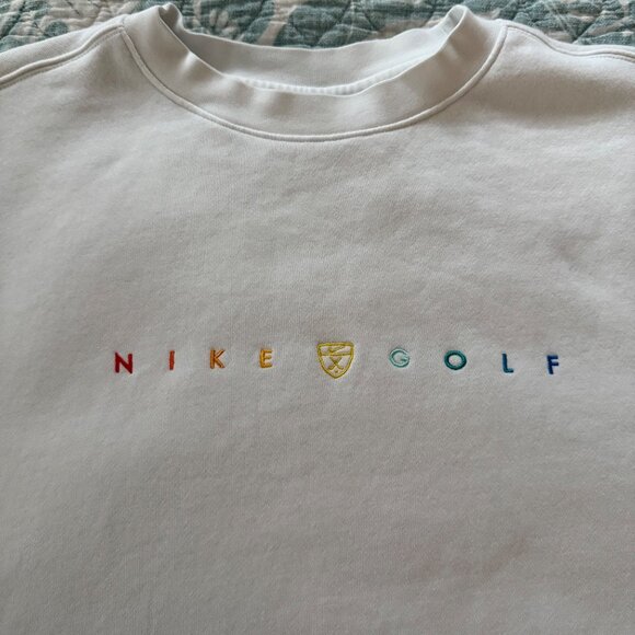 Nike Crew Golf Embroidered Logo White Crew-neck Sweatshirt Sz XL - Picture 2 of 5